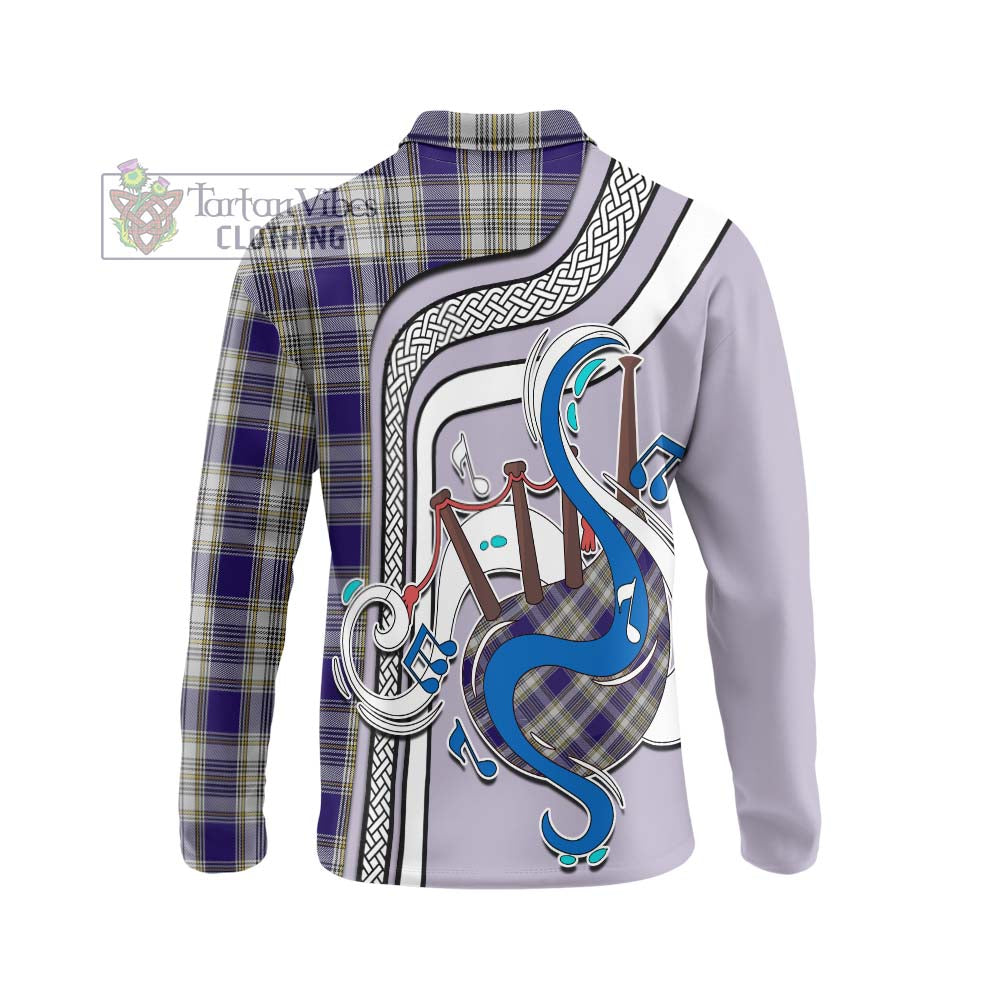 Tartan Vibes Clothing Livingstone Dress Tartan Long Sleeve Polo Shirt with Epic Bagpipe Style