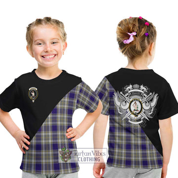 Livingstone Dress Tartan Kid T-Shirt with Family Crest and Military Logo Style