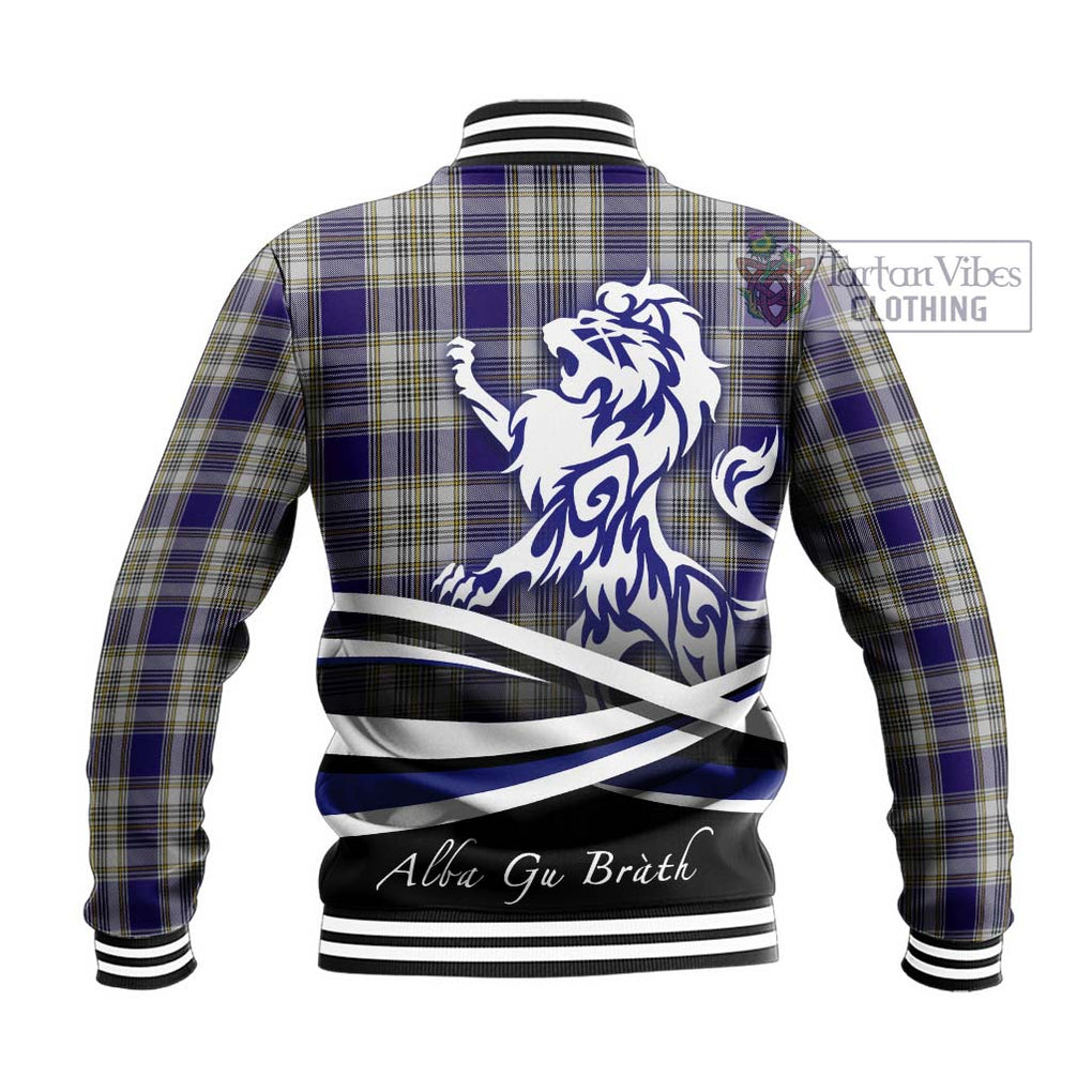 Livingstone Dress Tartan Baseball Jacket with Alba Gu Brath Regal Lion Emblem - Tartanvibesclothing Shop