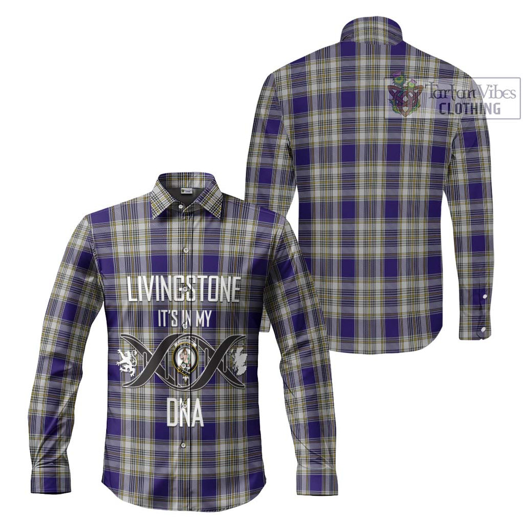 Livingstone Dress Tartan Long Sleeve Button Shirt with Family Crest DNA In Me Style Men's Shirt - Tartanvibesclothing Shop