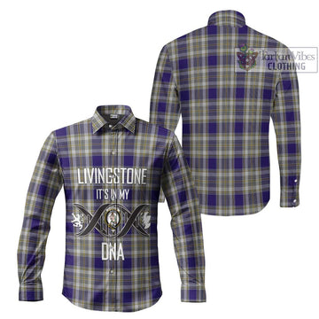 Livingstone Dress Tartan Long Sleeve Button Shirt with Family Crest DNA In Me Style