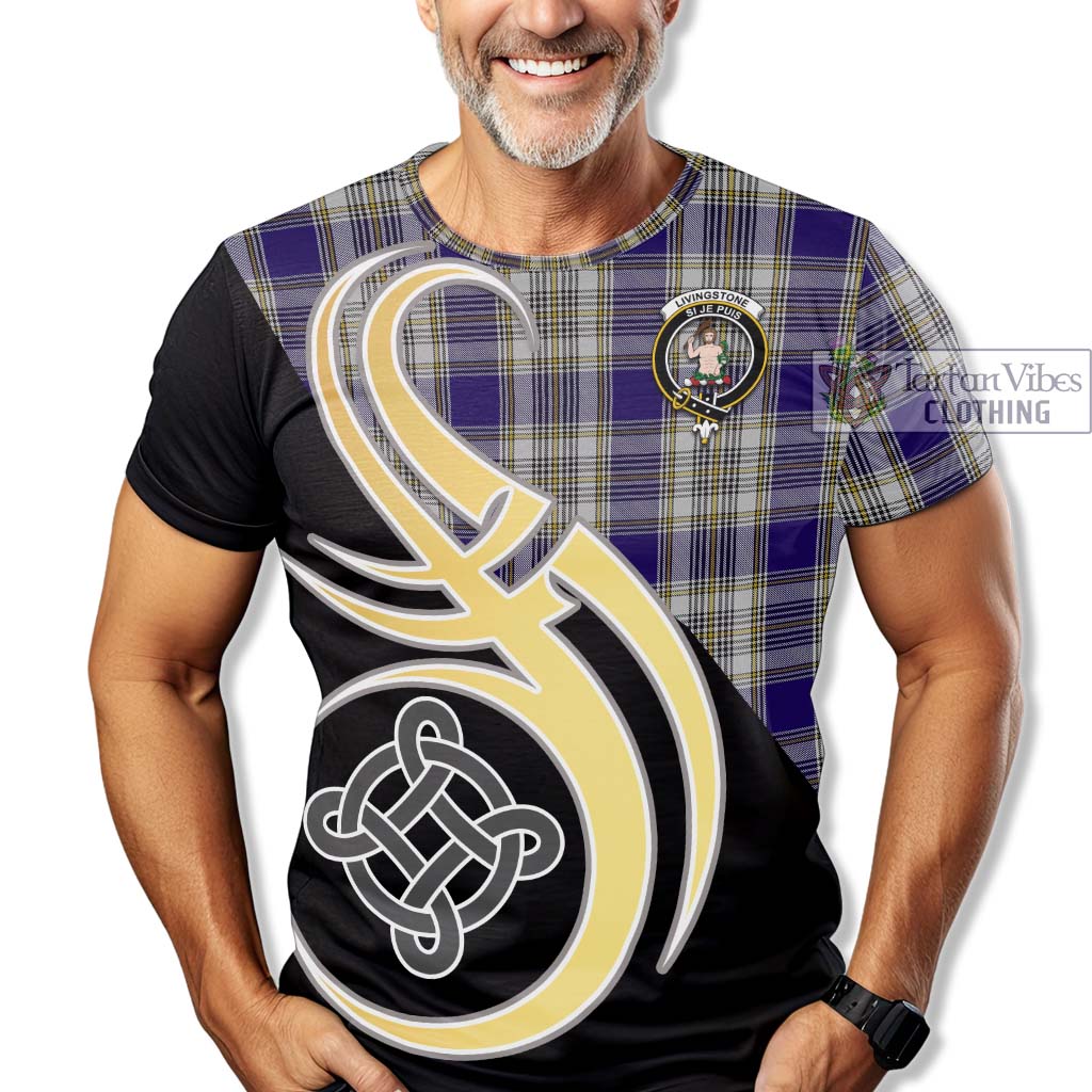 Tartan Vibes Clothing Livingstone Dress Tartan T-Shirt with Family Crest and Celtic Symbol Style