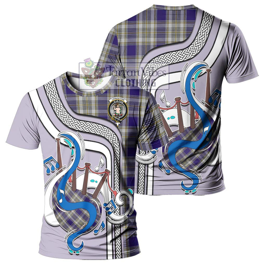 Livingstone Dress Tartan T-Shirt with Epic Bagpipe Style - Tartanvibesclothing Shop