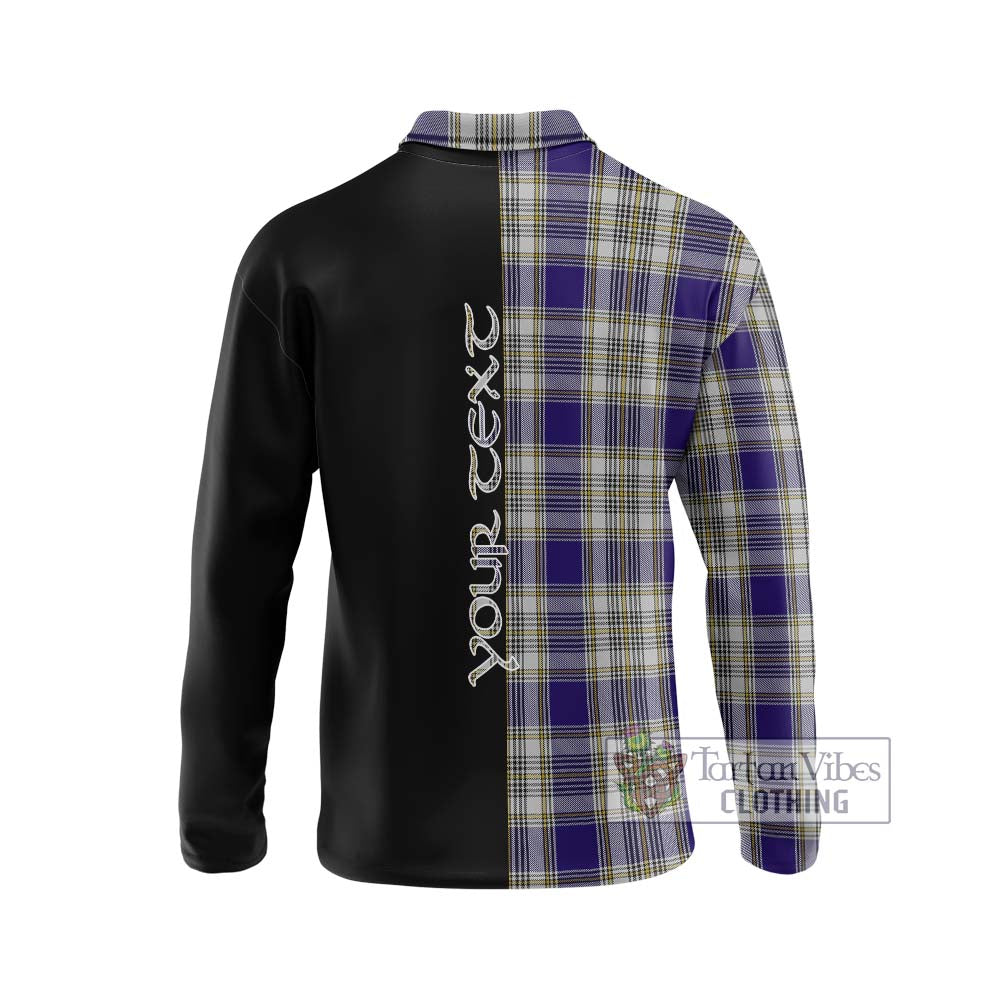 Livingstone Dress Tartan Long Sleeve Polo Shirt with Family Crest and Half Of Me Style - Tartanvibesclothing Shop