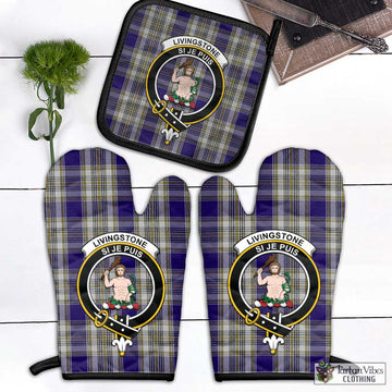 Livingstone Dress Tartan Combo Oven Mitt & Pot-Holder with Family Crest