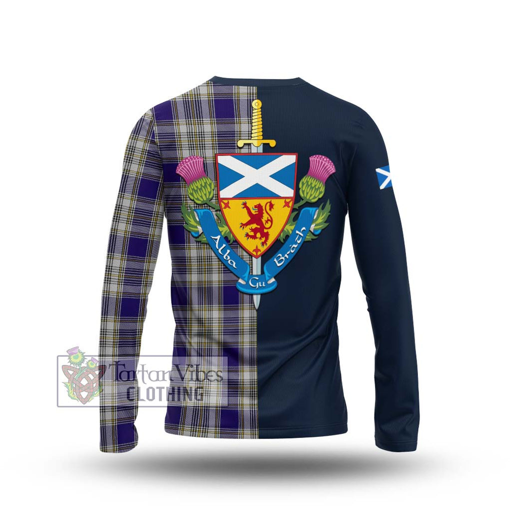 Tartan Vibes Clothing Livingstone Dress Tartan Long Sleeve T-Shirt with Scottish Lion Royal Arm Half Style