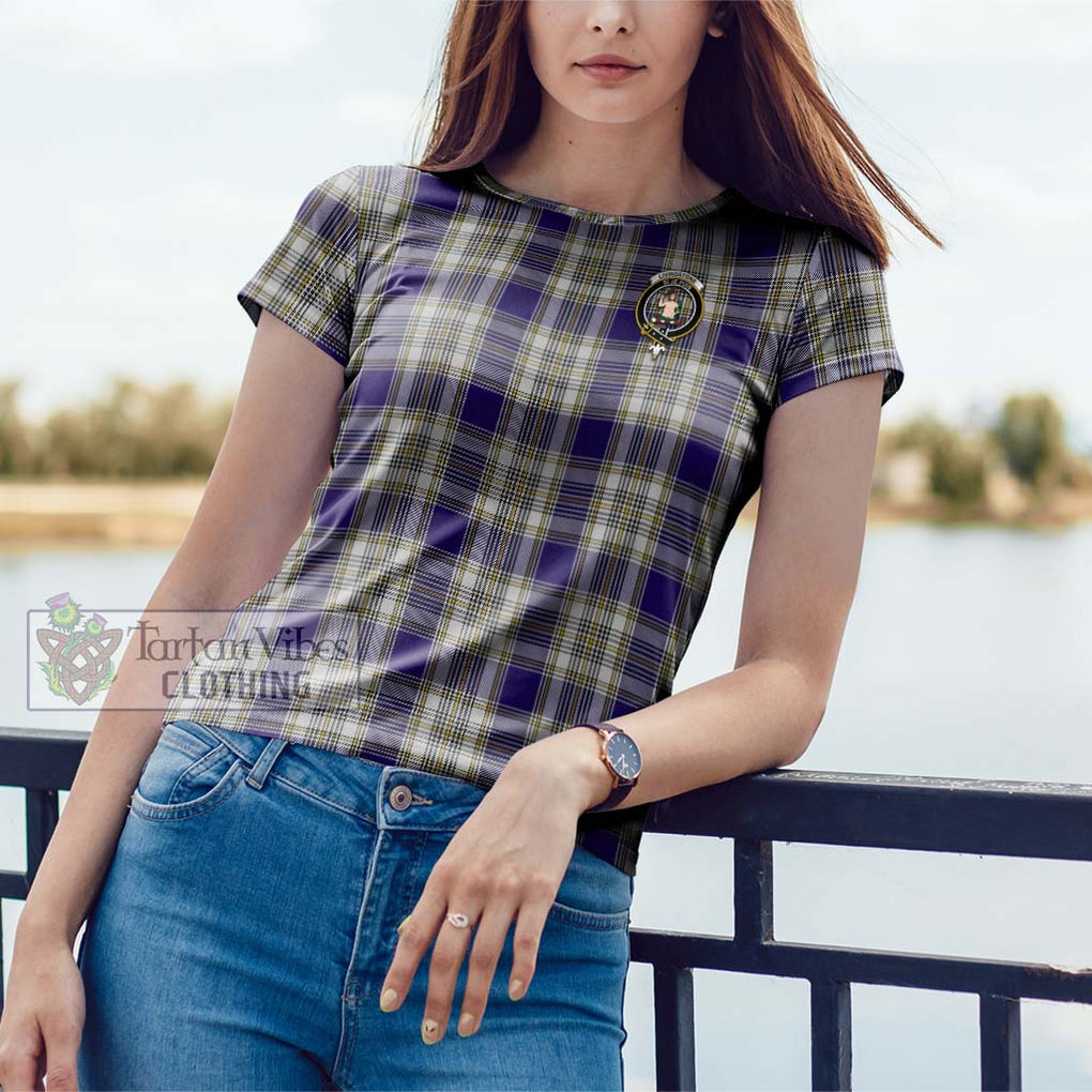 Livingstone Dress Tartan Cotton T-Shirt with Family Crest Women's Shirt - Tartanvibesclothing Shop