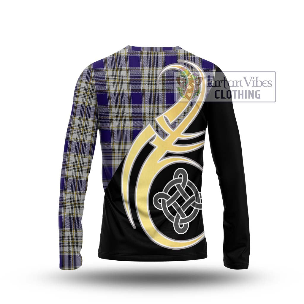 Livingstone Dress Tartan Long Sleeve T-Shirt with Family Crest and Celtic Symbol Style - Tartan Vibes Clothing