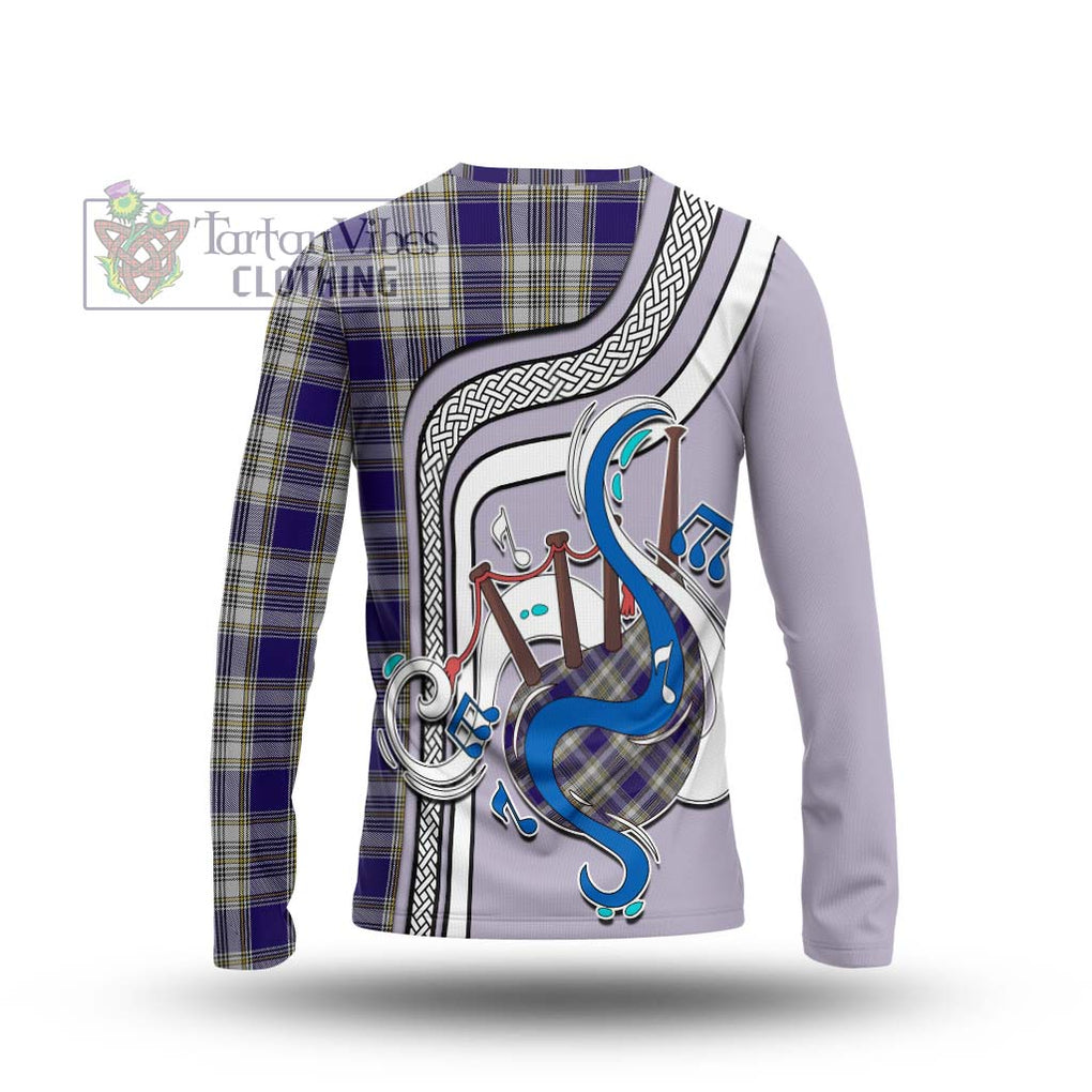 Tartan Vibes Clothing Livingstone Dress Tartan Long Sleeve T-Shirt with Epic Bagpipe Style