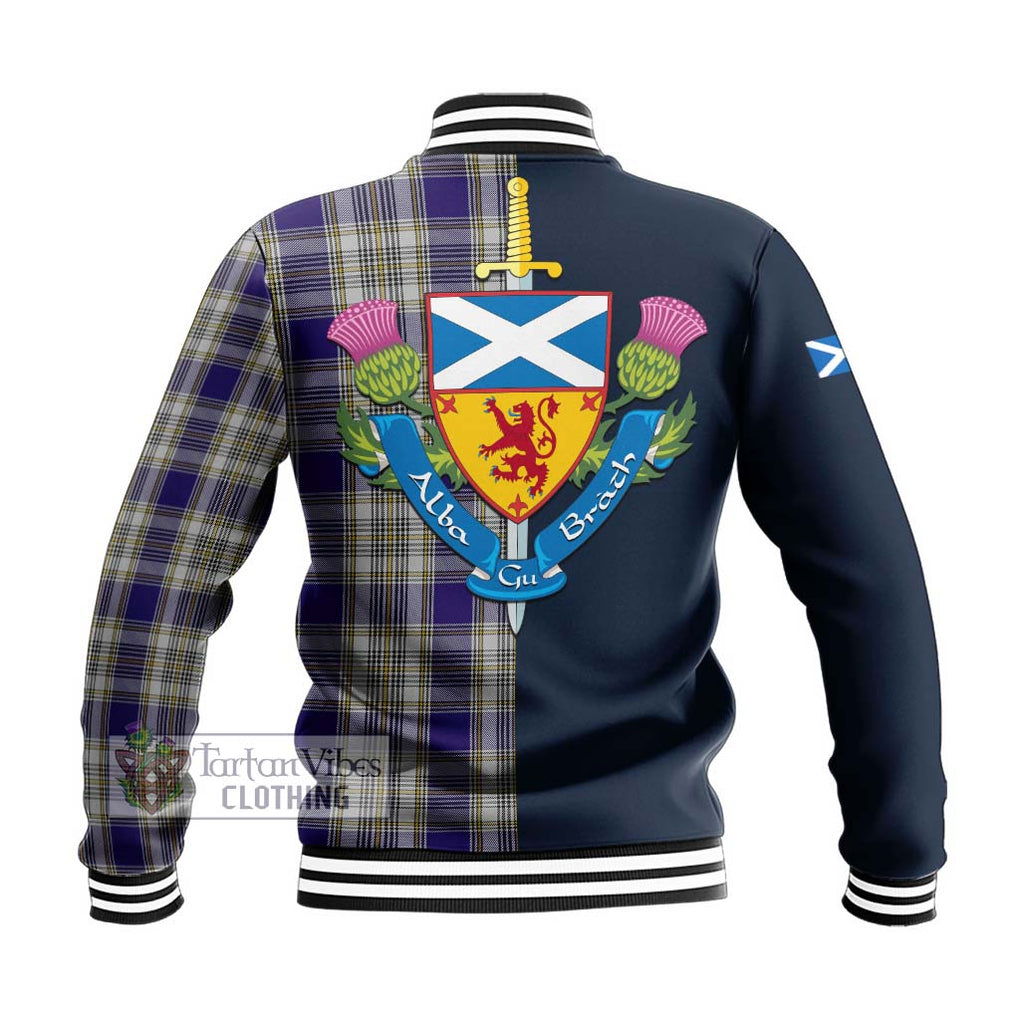 Tartan Vibes Clothing Livingstone Dress Tartan Baseball Jacket with Scottish Lion Royal Arm Half Style