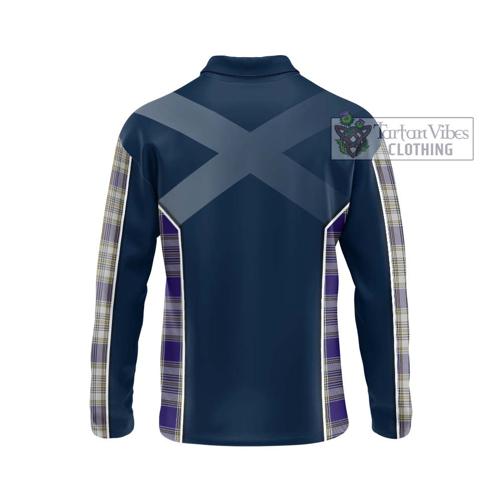 Livingstone Dress Tartan Long Sleeve Polo Shirt with Family Crest and Lion Rampant Vibes Sport Style - Tartan Vibes Clothing