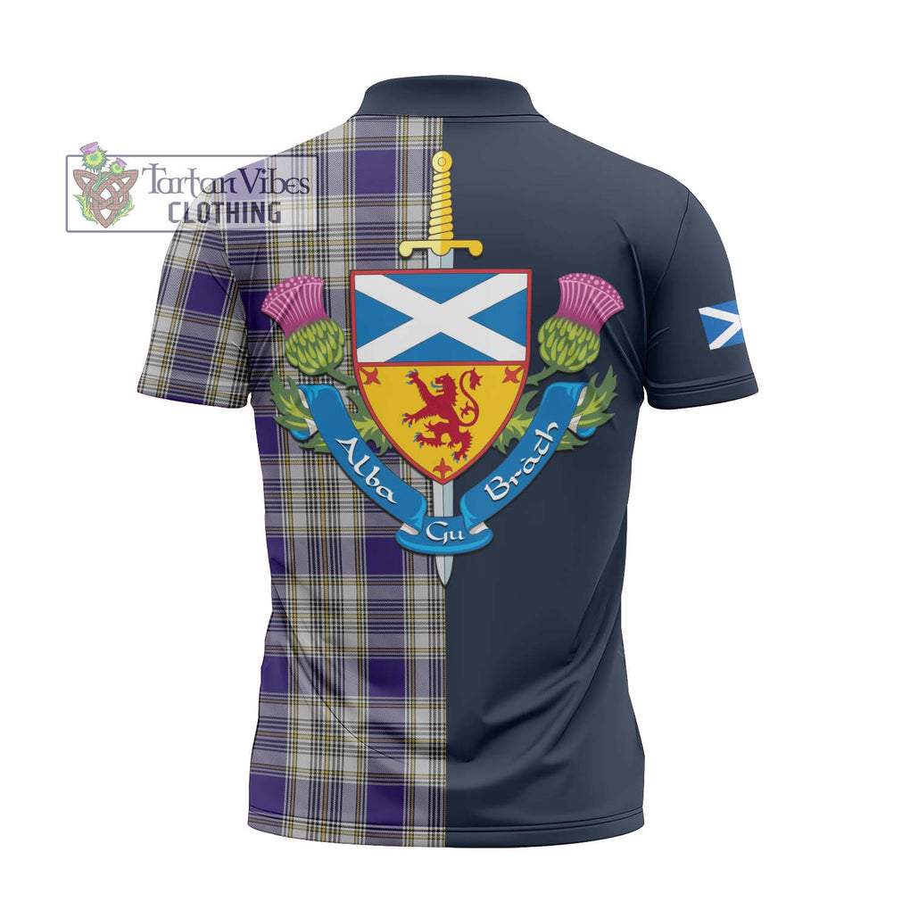 Tartan Vibes Clothing Livingstone Dress Tartan Zipper Polo Shirt with Scottish Lion Royal Arm Half Style