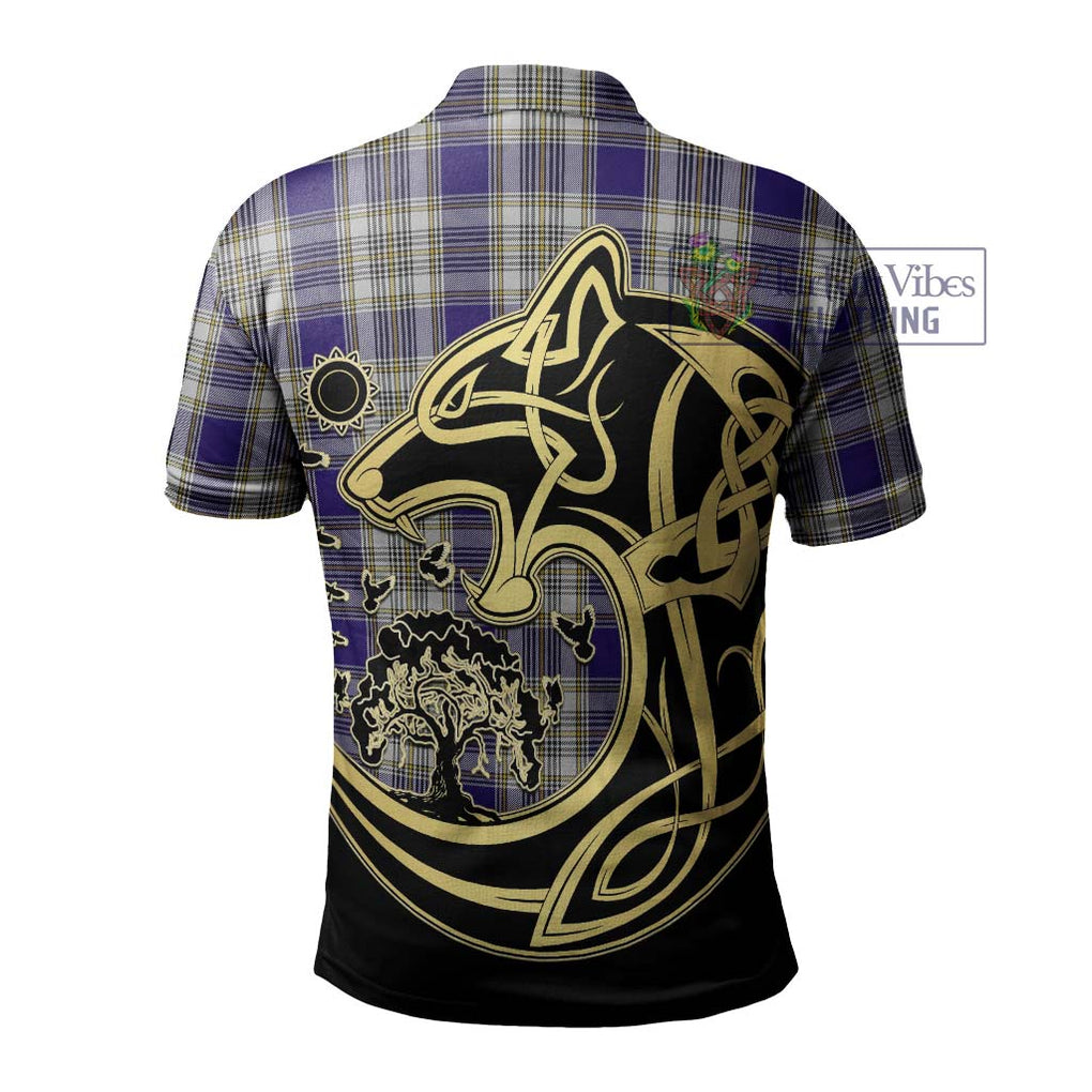 Livingstone Dress Tartan Polo Shirt with Family Crest Celtic Wolf Style - Tartanvibesclothing Shop