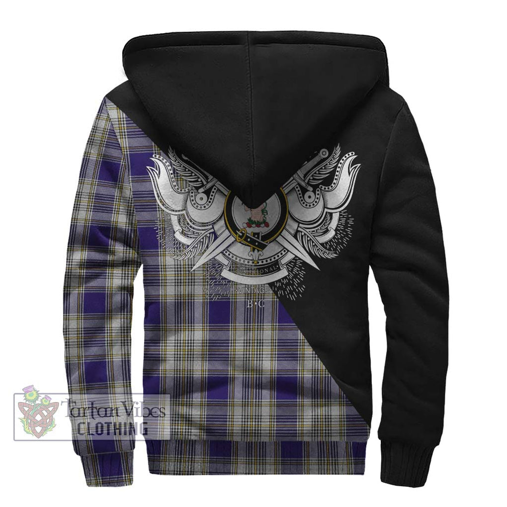 Livingstone Dress Tartan Sherpa Hoodie with Family Crest and Military Logo Style - Tartanvibesclothing Shop