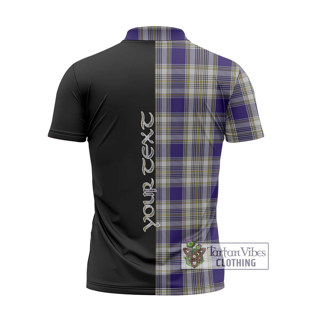 Livingstone Dress Tartan Zipper Polo Shirt with Family Crest and Half Of Me Style - Tartanvibesclothing Shop