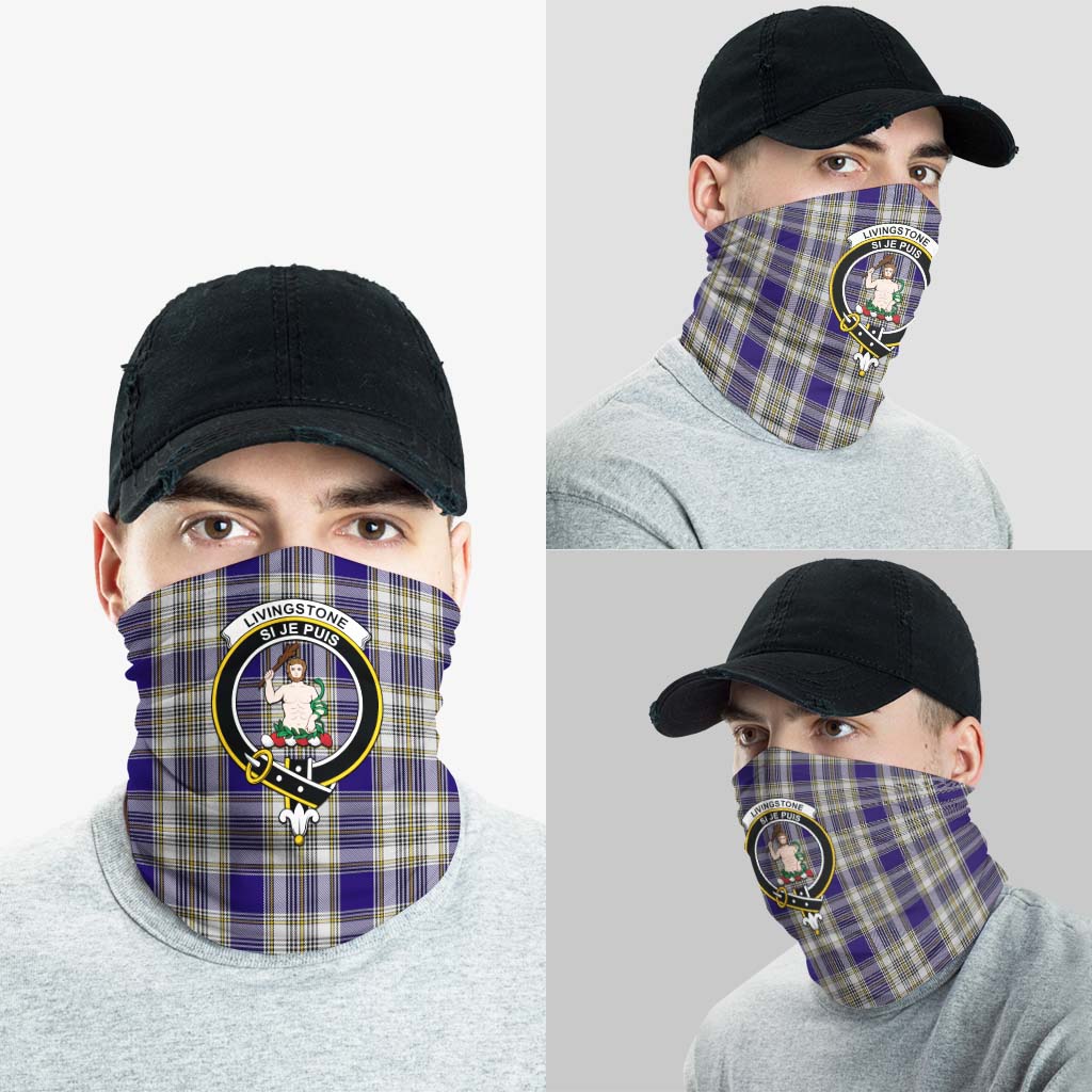 Livingstone Dress Tartan Neck Gaiters, Tartan Bandanas, Tartan Head Band with Family Crest