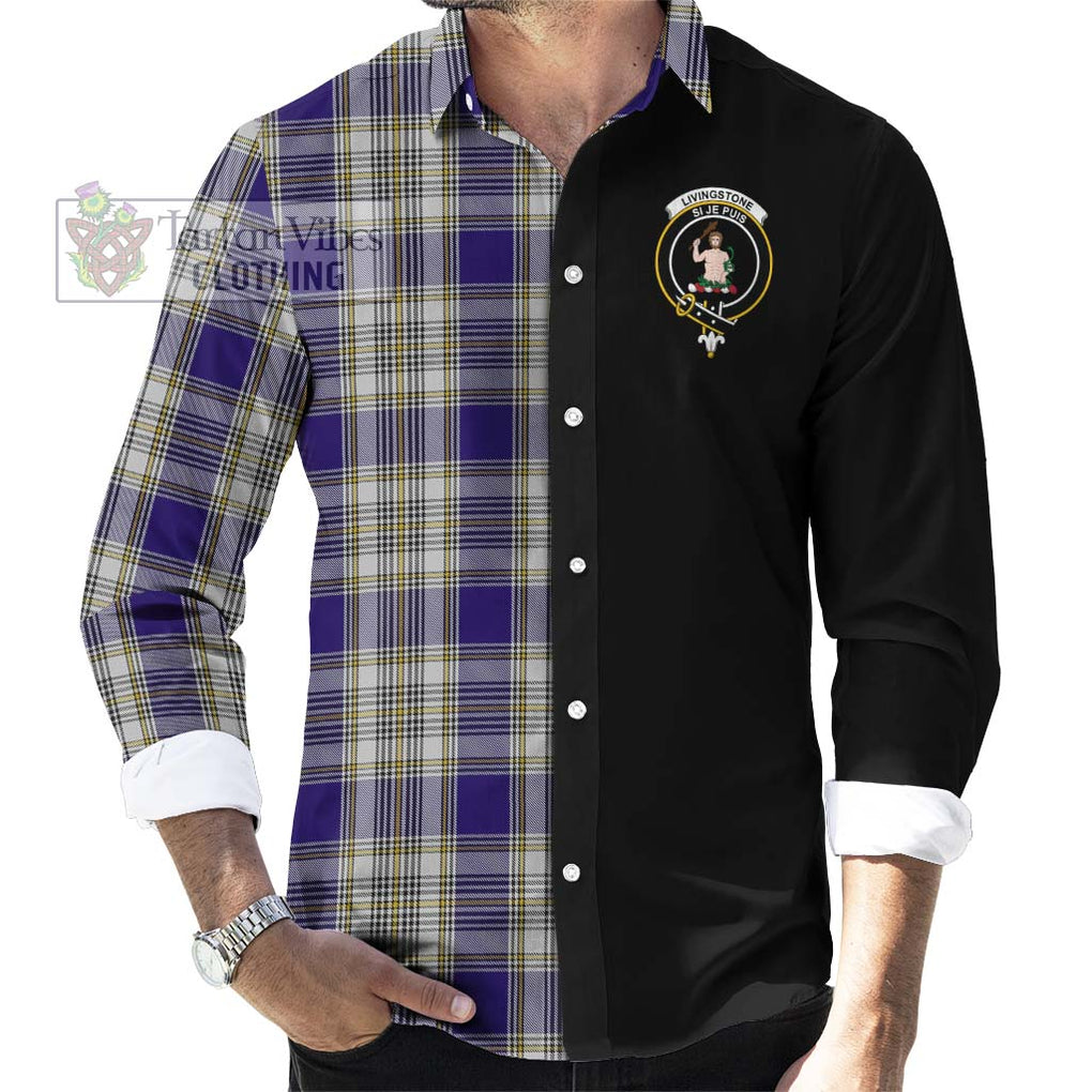 Livingstone Dress Tartan Long Sleeve Button Shirt with Family Crest and Half Of Me Style - Tartanvibesclothing Shop