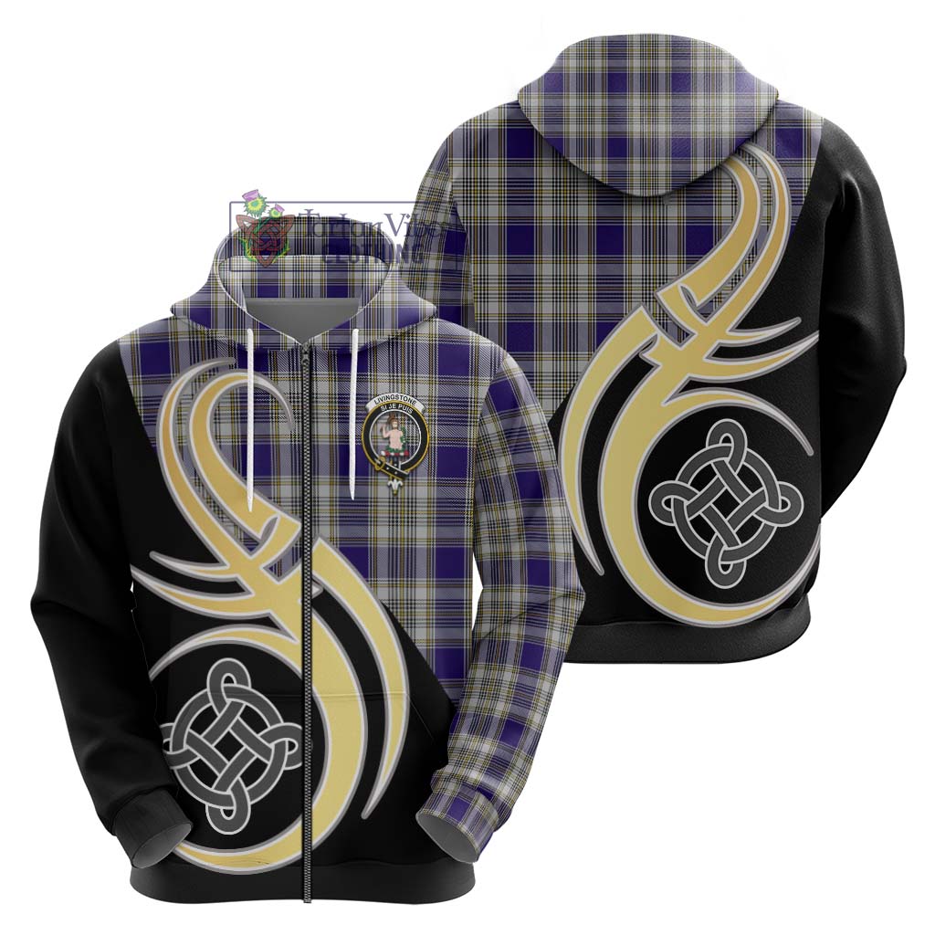 Livingstone Dress Tartan Hoodie with Family Crest and Celtic Symbol Style - Tartan Vibes Clothing