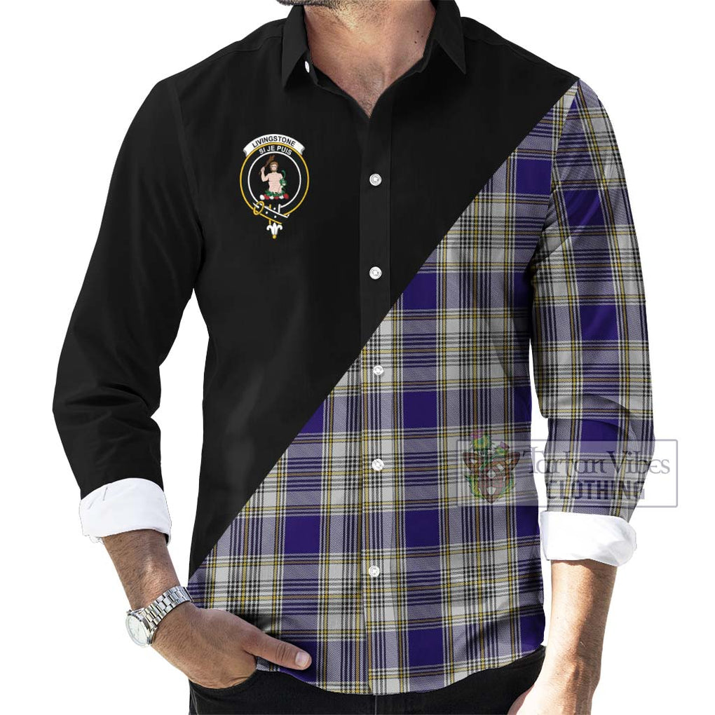 Livingstone Dress Tartan Long Sleeve Button Shirt with Family Crest and Military Logo Style - Tartanvibesclothing Shop