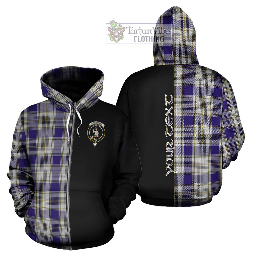 Livingstone Dress Tartan Hoodie with Family Crest and Half Of Me Style - Tartanvibesclothing Shop