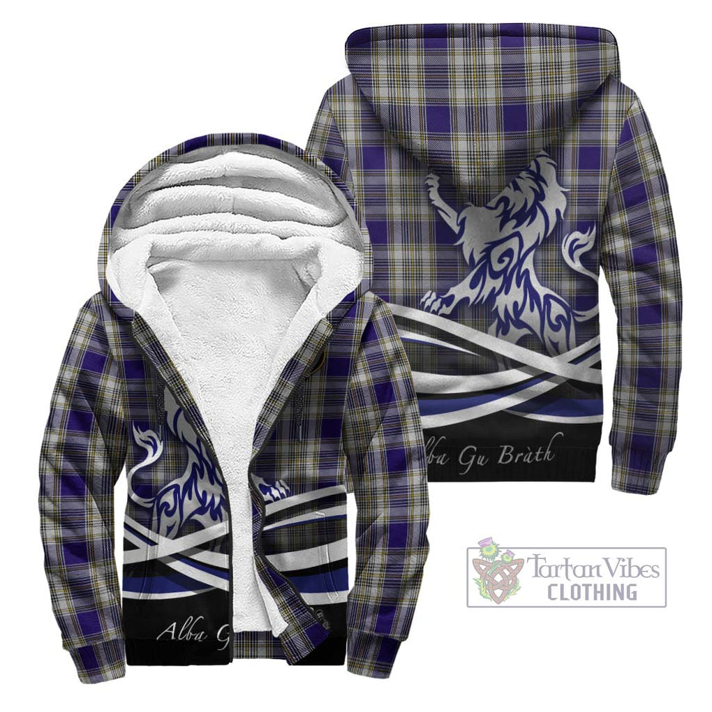 Livingstone Dress Tartan Sherpa Hoodie with Alba Gu Brath Regal Lion Emblem Unisex - Tartanvibesclothing Shop