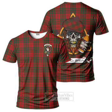 Livingstone (Livingston) Tartan T-Shirt with Family Crest and Bearded Skull Holding Bottles of Whiskey