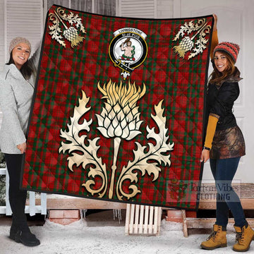 Livingstone (Livingston) Tartan Quilt with Family Crest and Golden Thistle Style