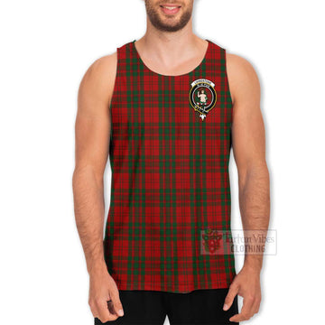 Livingstone (Livingston) Tartan Men's Tank Top with Family Crest and Bearded Skull Holding Bottles of Whiskey