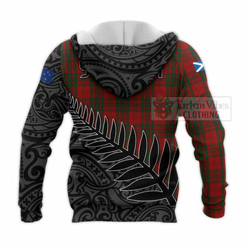 Livingstone (Livingston) Crest Tartan Knitted Hoodie with New Zealand Silver Fern Half Style