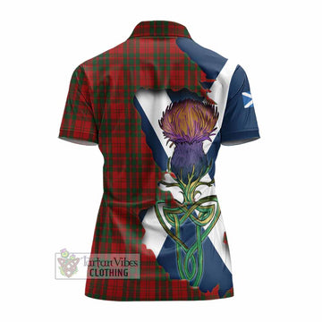 Livingstone (Livingston) Tartan Family Crest Women's Polo Shirt Scottish Thistle Celtic Inspired