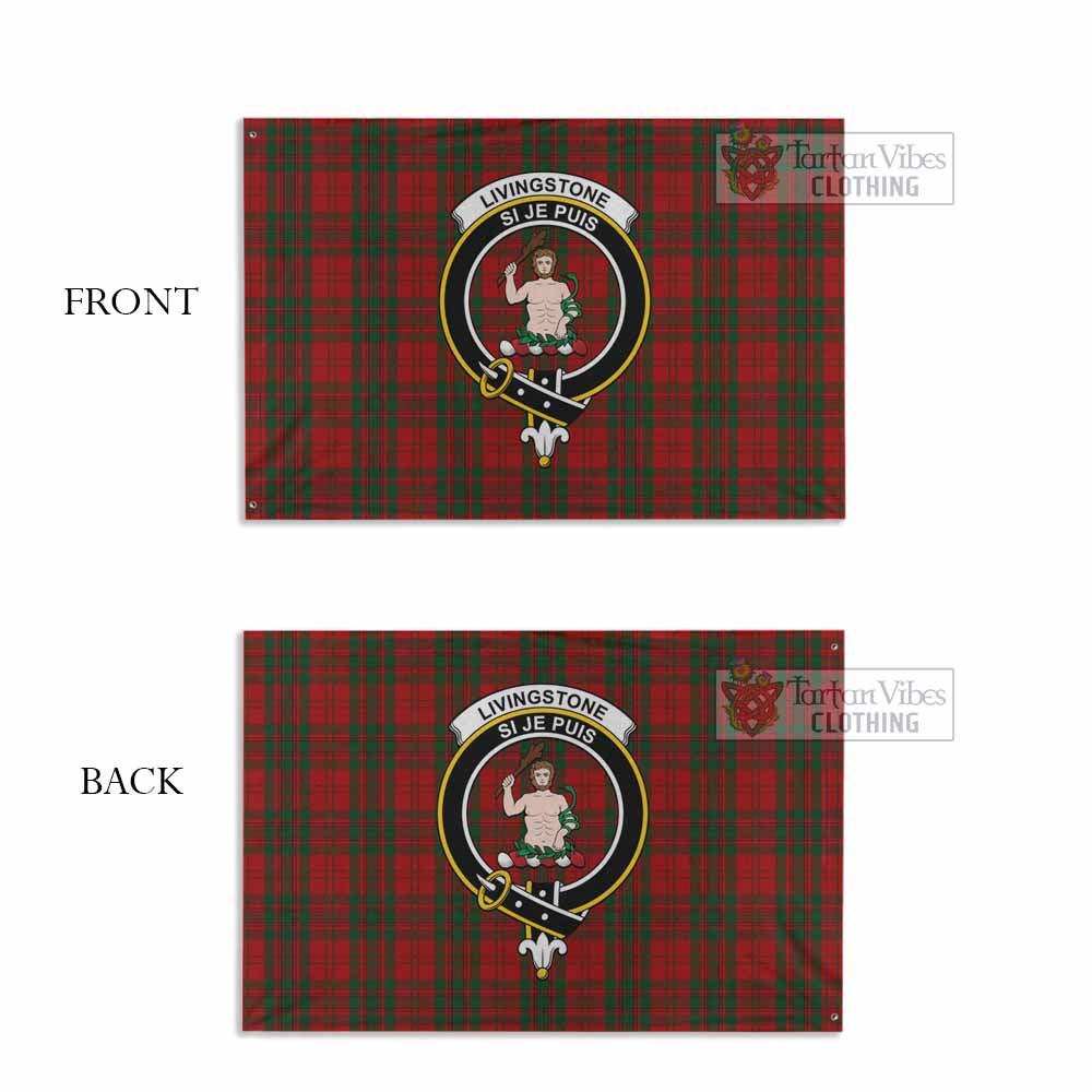 Tartan Vibes Clothing Livingstone (Livingston) Tartan House Flag with Family Crest