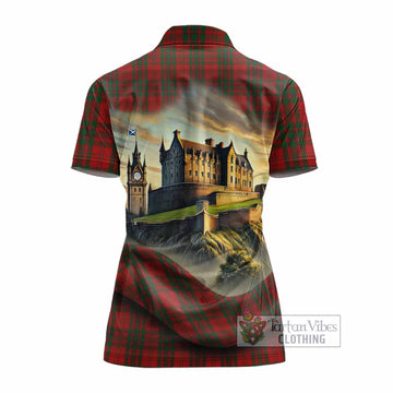 Livingstone (Livingston) Tartan Family Crest Women's Polo Shirt with Scottish Ancient Castle Style