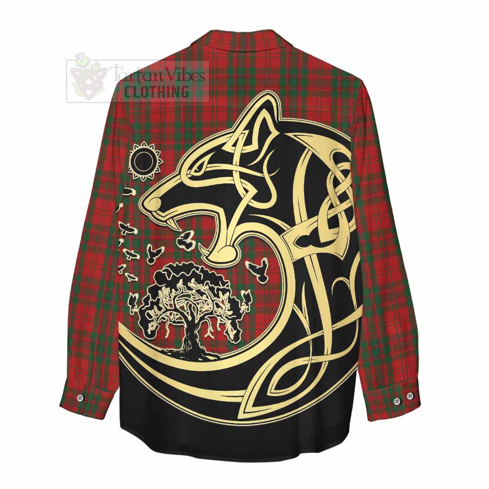 Tartan Vibes Clothing Livingstone (Livingston) Tartan Women's Casual Shirt with Family Crest Celtic Wolf Style