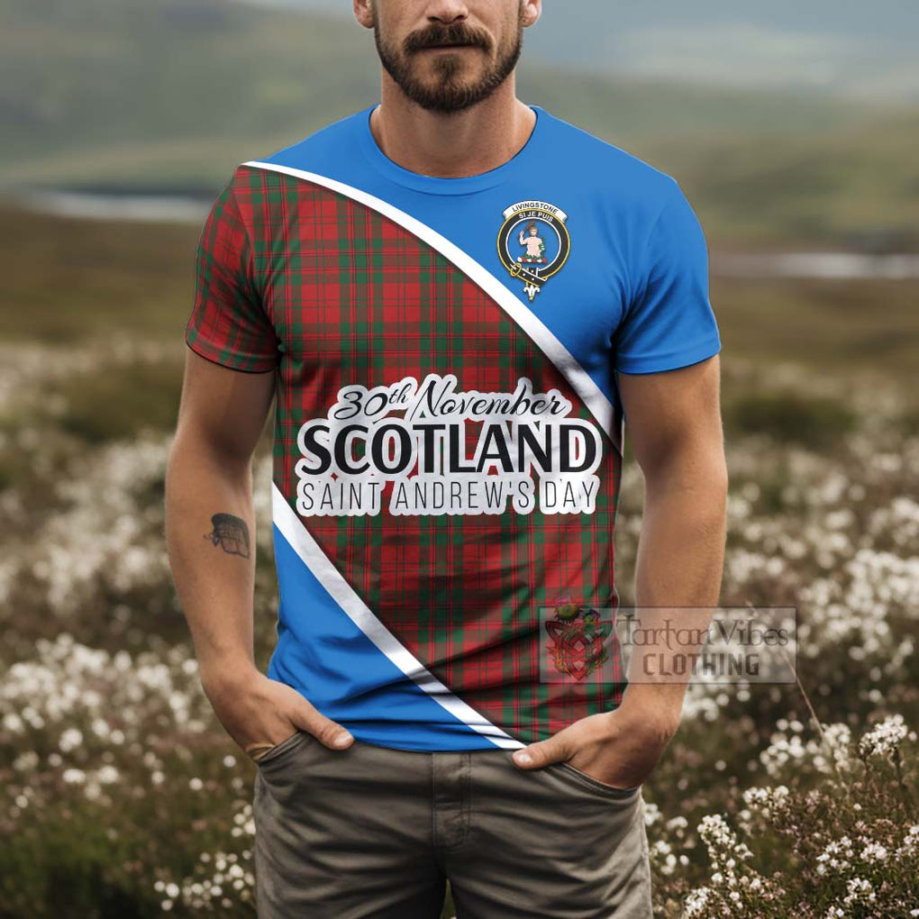 Tartan Vibes Clothing Livingstone (Livingston) Family Crest Tartan T-Shirt Celebrate Saint Andrew's Day in Style