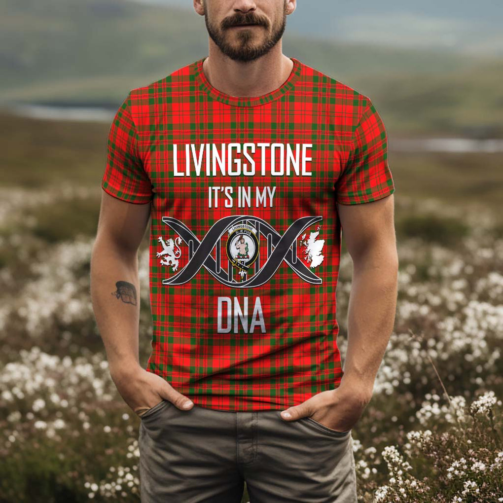 Livingstone Modern Tartan T-Shirt with Family Crest DNA In Me Style Kid's Shirt - Tartan Vibes Clothing