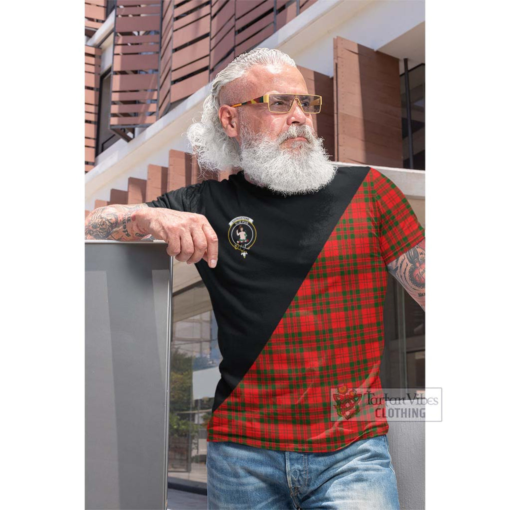 Tartan Vibes Clothing Livingstone Modern Tartan Cotton T-shirt with Family Crest and Military Logo Style