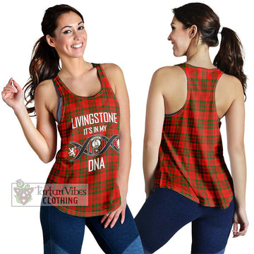 Livingstone Modern Tartan Women's Racerback Tanks with Family Crest DNA In Me Style