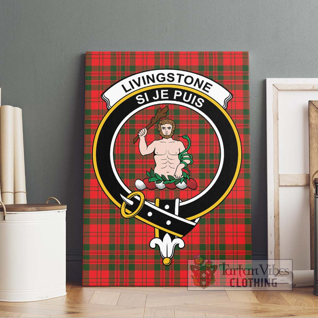 Livingstone Modern Tartan Canvas Print Wall Art with Family Crest Without Frame - Tartan Vibes Clothing