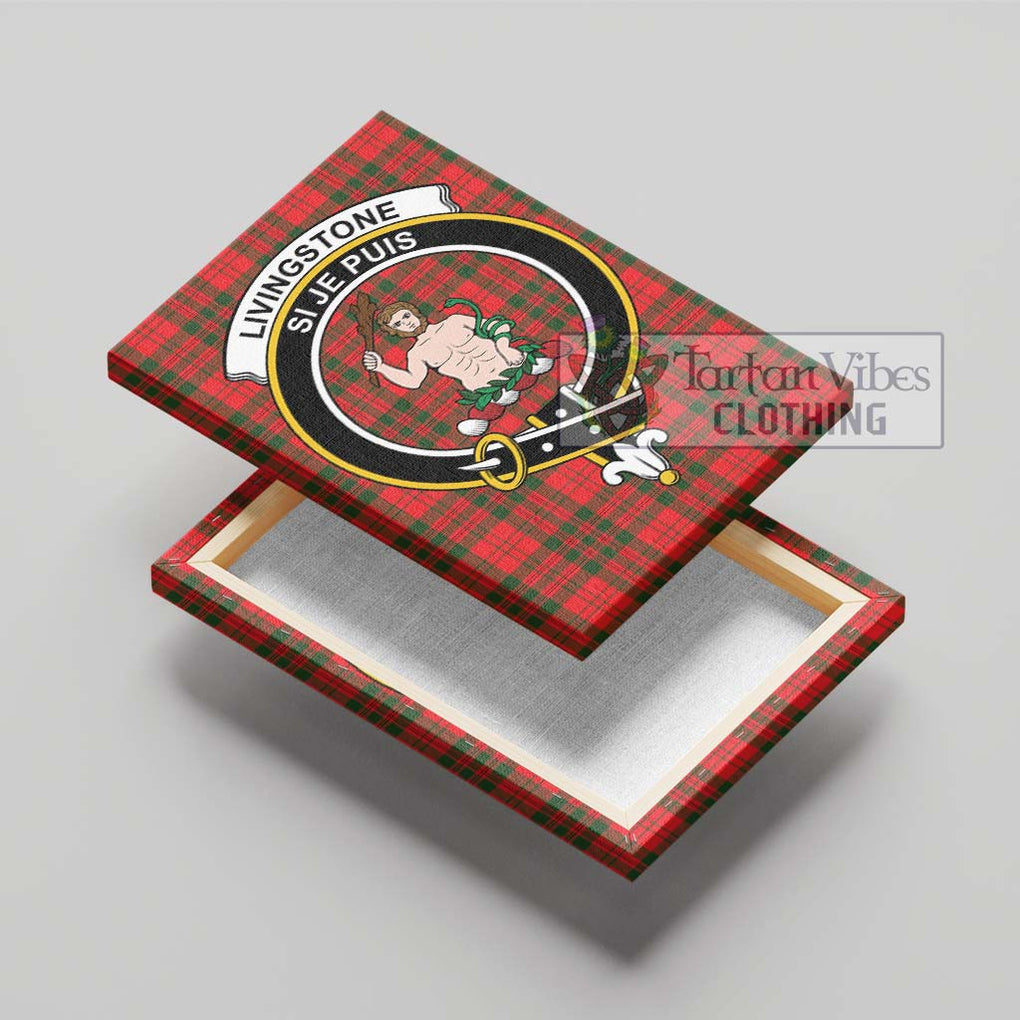 Livingstone Modern Tartan Canvas Print Wall Art with Family Crest - Tartan Vibes Clothing