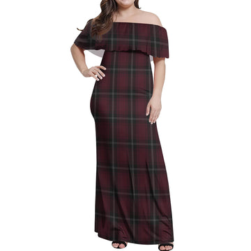 Llewellen of Wales Tartan Off Shoulder Long Dress