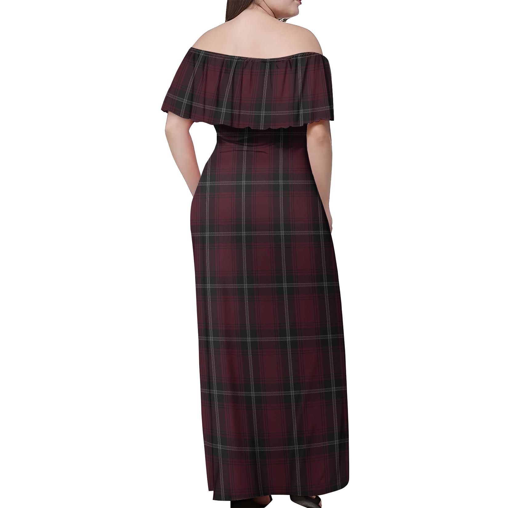 Llewellen of Wales Tartan Off Shoulder Long Dress - Tartanvibesclothing