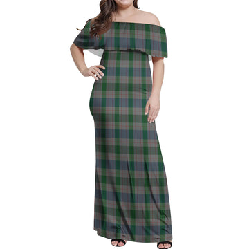 Lloyd of Wales Tartan Off Shoulder Long Dress