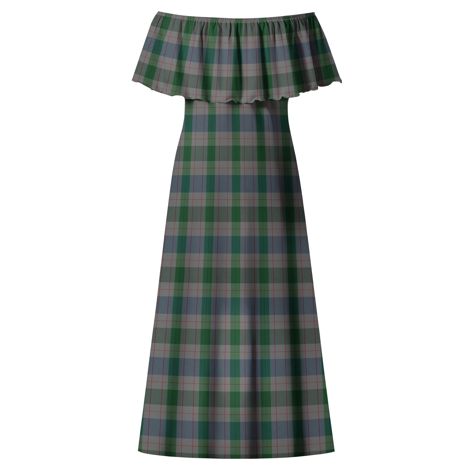 Lloyd of Wales Tartan Off Shoulder Long Dress - Tartanvibesclothing