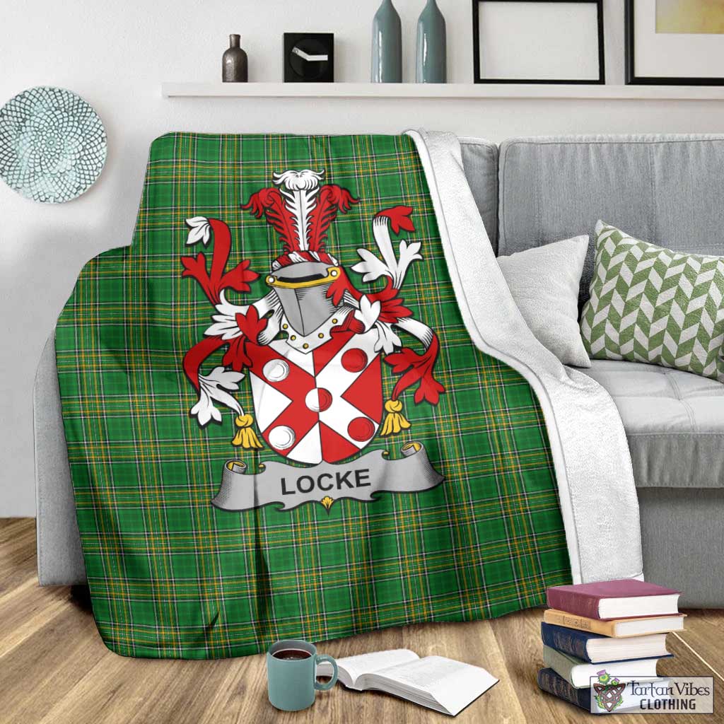 Tartan Vibes Clothing Locke Irish Clan Tartan Blanket with Coat of Arms