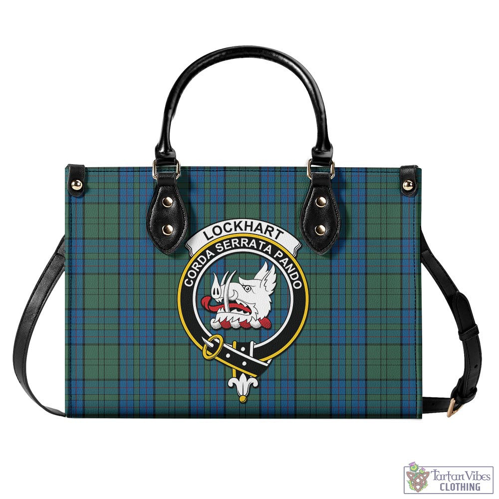 Lockhart Tartan Luxury Leather Handbags with Family Crest - Tartan Vibes Clothing