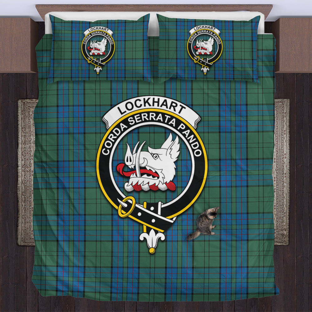 Lockhart Tartan Bedding Set with Family Crest UK Bedding Set - Tartan Vibes Clothing
