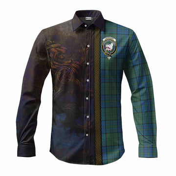 Lockhart Tartan Family Crest Long Sleeve Button Shirt Alba Gu Brath Be Brave Lion Ancient Style Men's Shirt S - Tartan Vibes Clothing