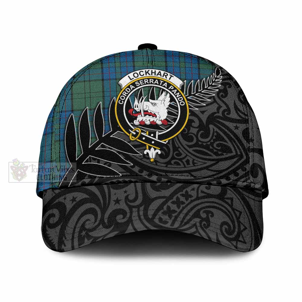 Tartan Vibes Clothing Lockhart Tartan Classic Cap with New Zealand Silver Fern Half Style