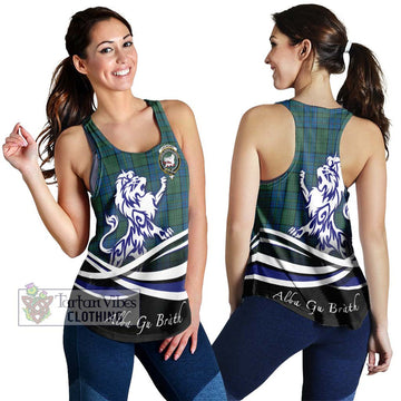 Lockhart Tartan Women's Racerback Tanks with Alba Gu Brath Regal Lion Emblem