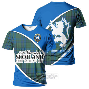 Lockhart Family Crest Tartan T-Shirt Celebrate Saint Andrew's Day in Style